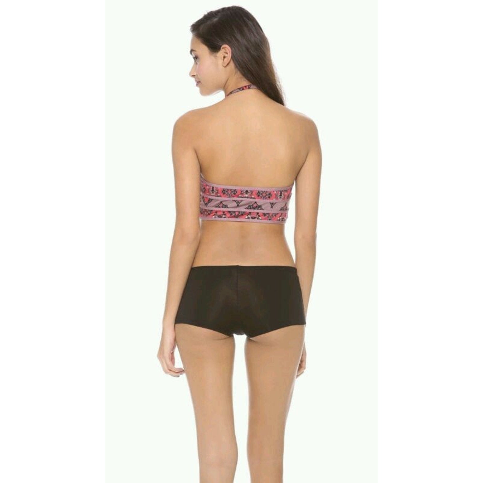 New $48 Free People Intimately Printed Halter Neck Bra TAUPE Size Medium