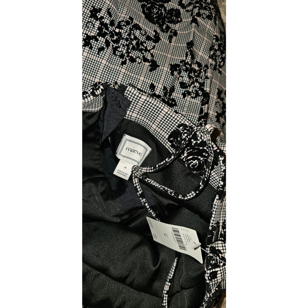 Anthropologie Maeve Slim Patterned Midi Dress MEDIUM Black Floral Anthropologie