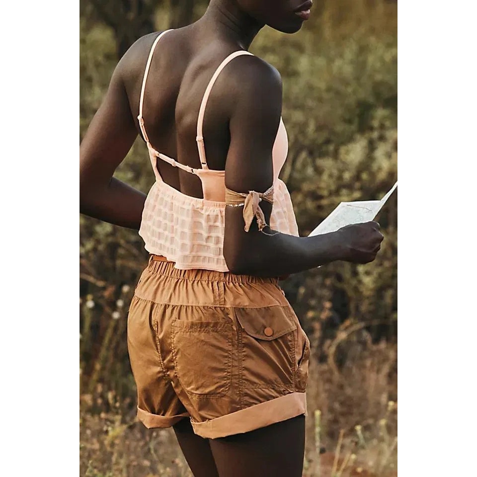 FREE PEOPLE FP MOVEMENT Leave No Trace Shorts X-SMALL Camel Free People
