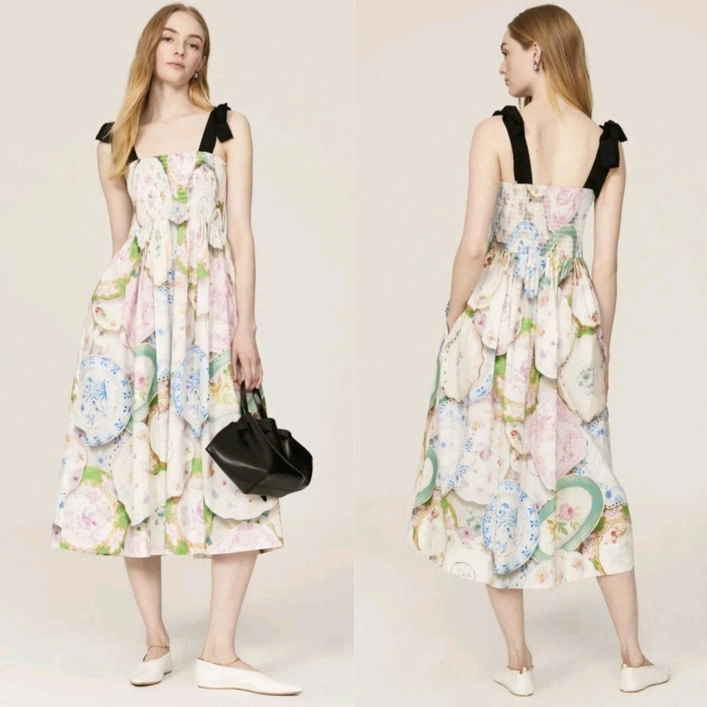 Anthropologie Antonoff Mindy Smocked Midi Dress