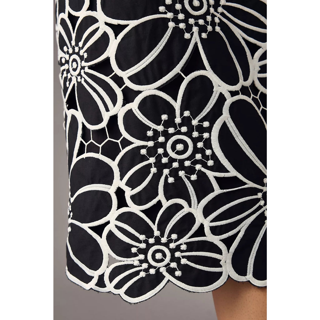 Anthropologie Maeve Floral Cutwork Midi Skirt