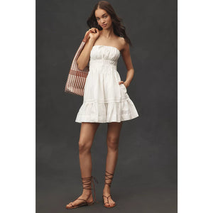 Anthropologie The Somerset Strapless Mini Dress X-LARGE White