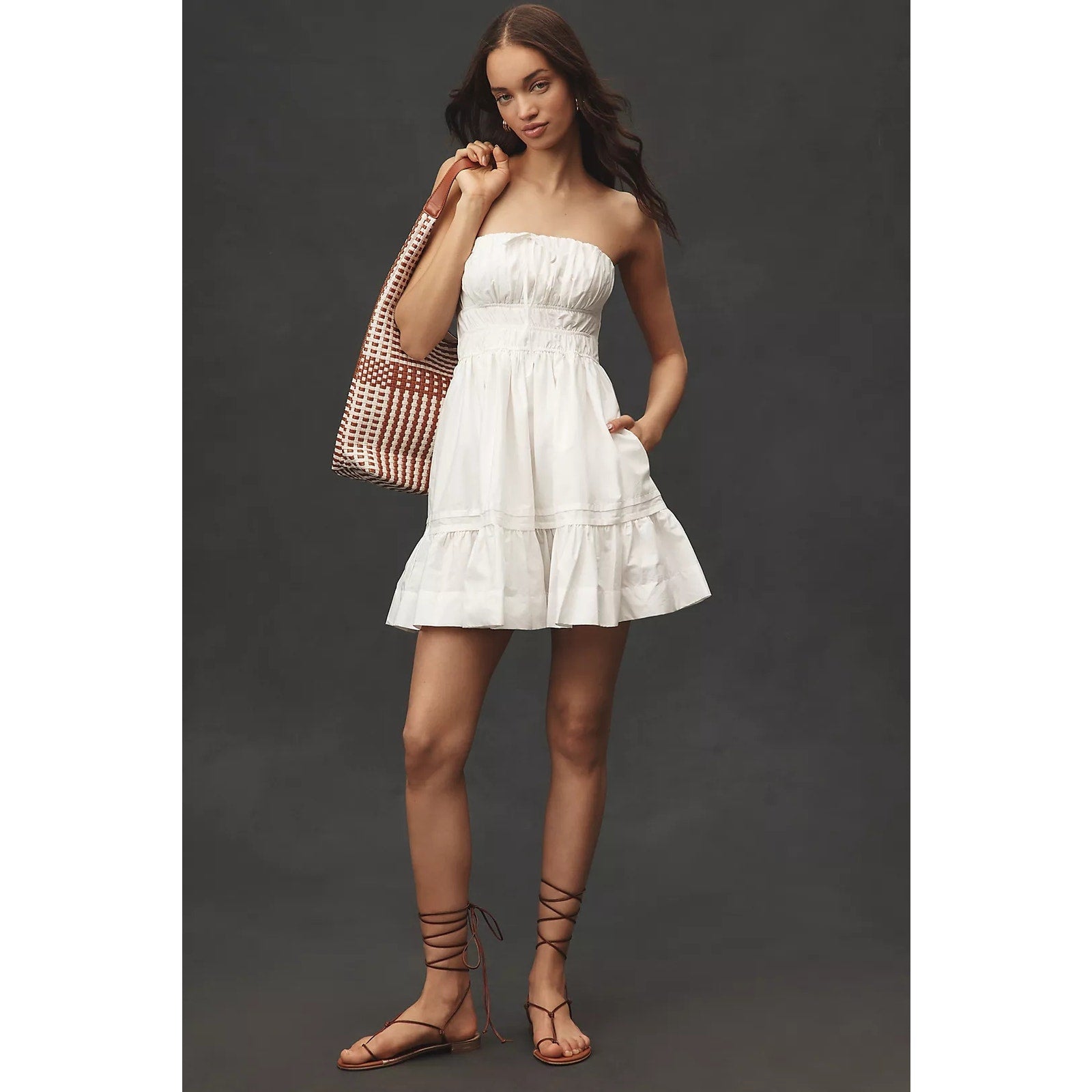 Anthropologie The Somerset Strapless Mini Dress X-LARGE White Anthropologie