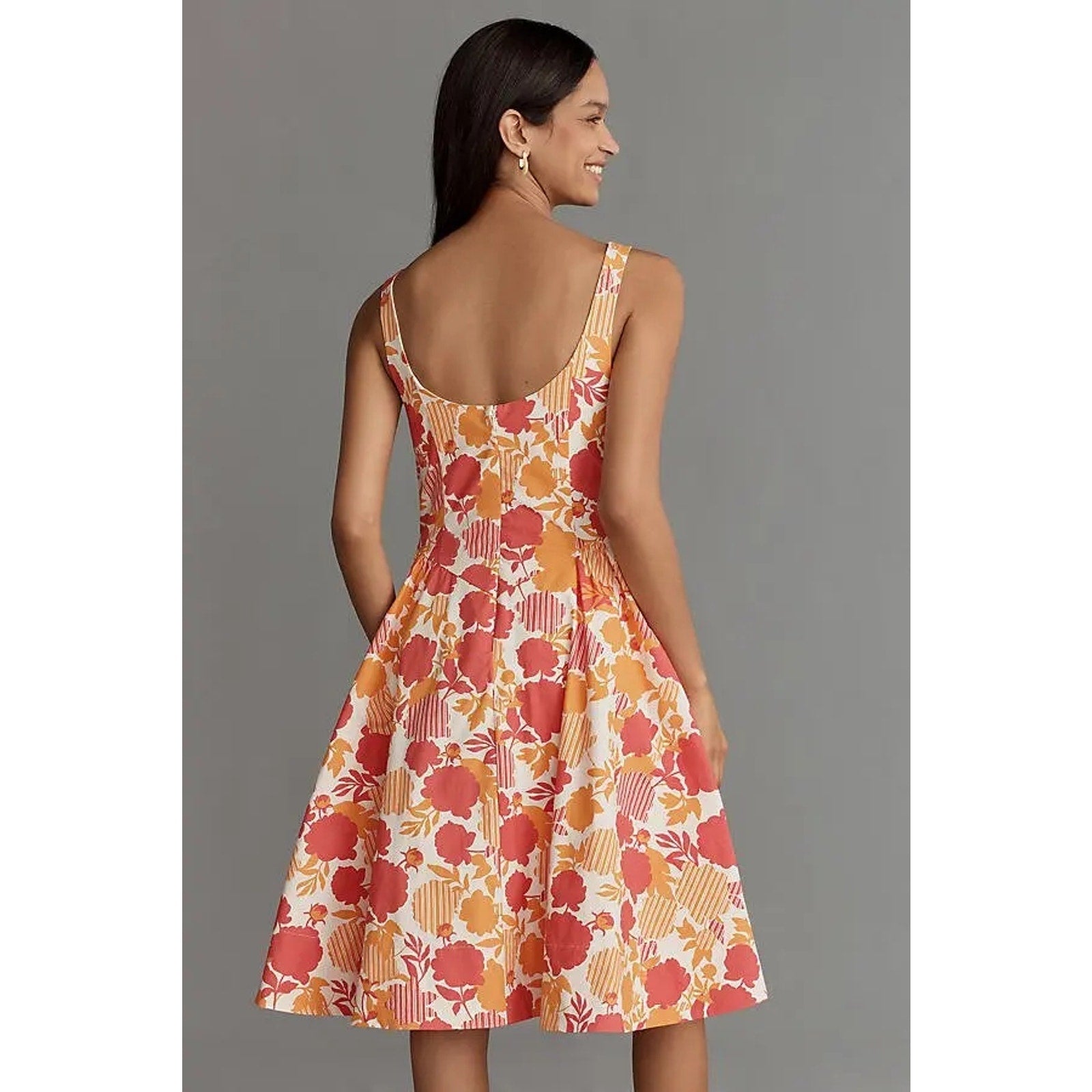 Anthropologie Sleeveless Scoop-Neck Basque-Waist Midi Dress SMALL Anthropologie