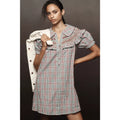 Anthropologie Pilcro Short-Sleeve VNeck Smocked Babydoll Mini Dress