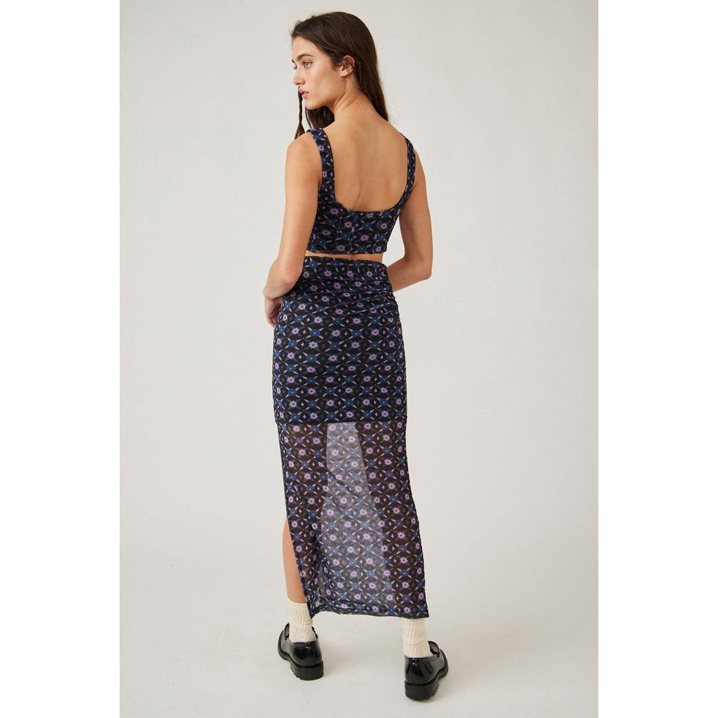 New FREE PEOPLE Galaxy Corset Tank Midi Skirt Set $128 SMALL Night Sky Combo