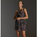 New By Anthropologie Cutout Chiffon Mini Dress $170 X-SMALL Purple Abstract