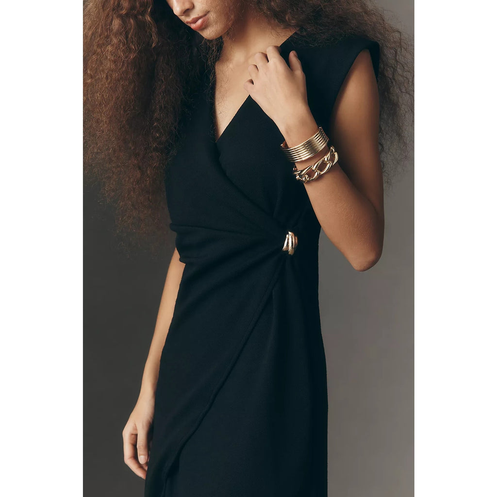 Anthropologie Sleeveless Knit Hardware A-Line Midi Dress SMALL Black Anthropologie