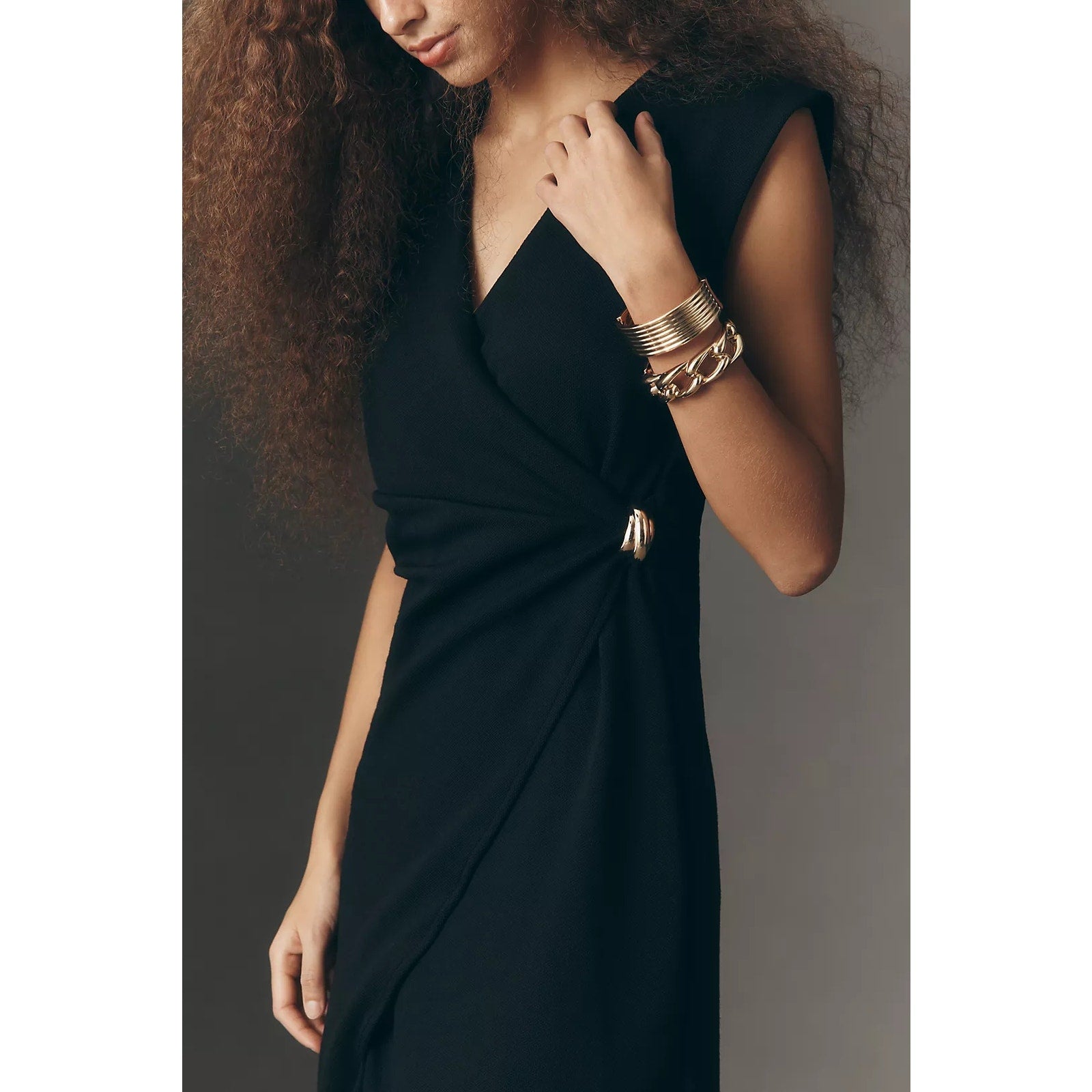 Anthropologie Sleeveless Knit Hardware A-Line Midi Dress SMALL Black Anthropologie