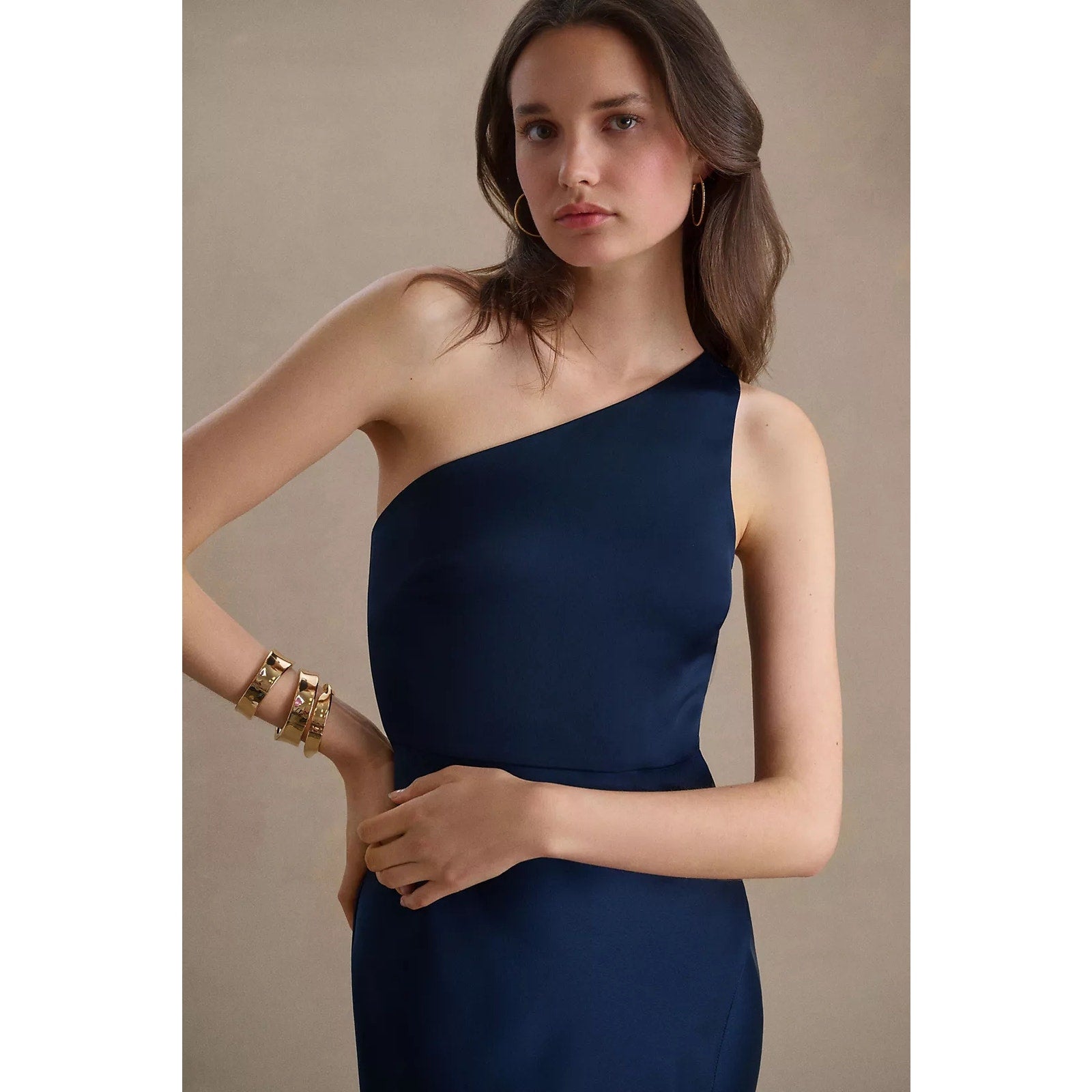 Anthropologie BHLDN Dylan One-Shoulder Satin Side-Slit Gown PLUS 22W BHLDN