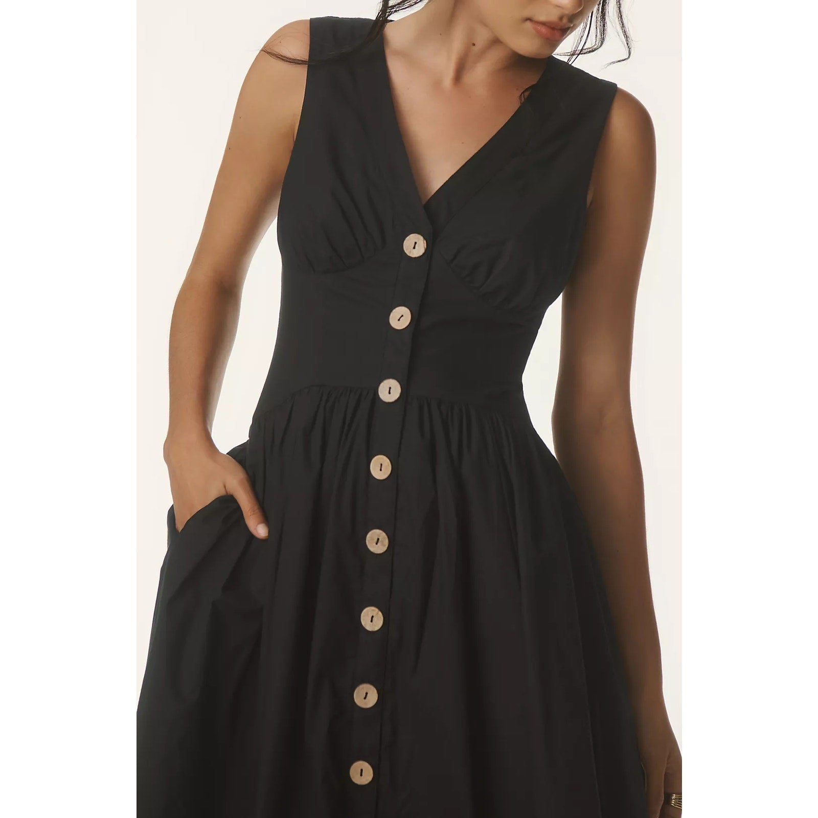 Anthropologie Hutch Indy Midi Dress $297 SIZE 4 (6/8) Black A-line