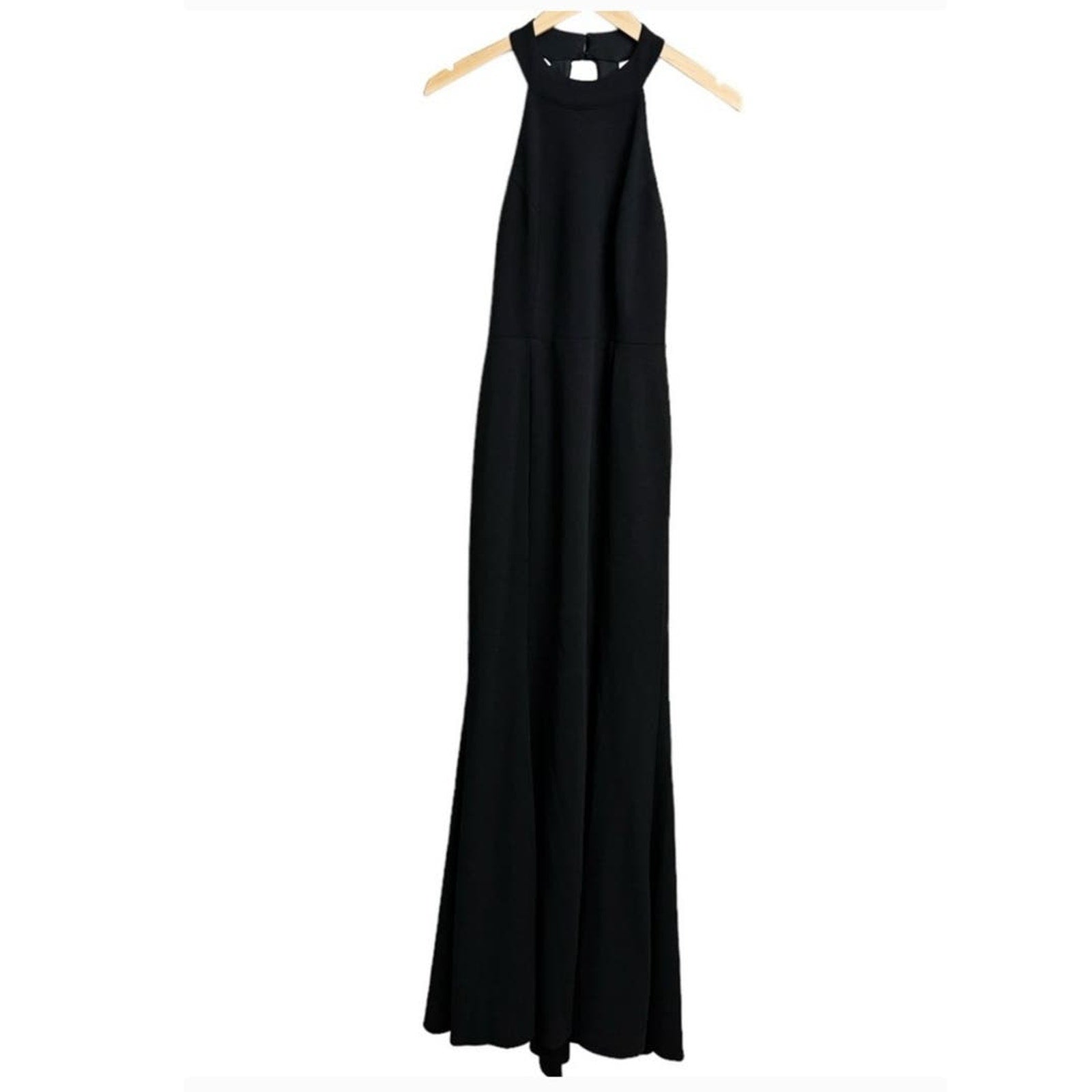New Anthropologie BHLDN Lennox Halter Open-Back Side-Slit Stretch Crepe Gown 8