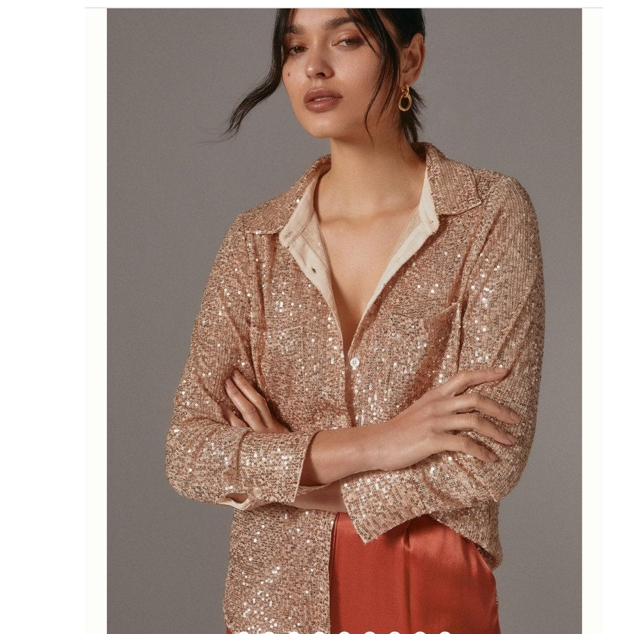 Anthropologie Sunday in Brooklyn Sequin Buttondown