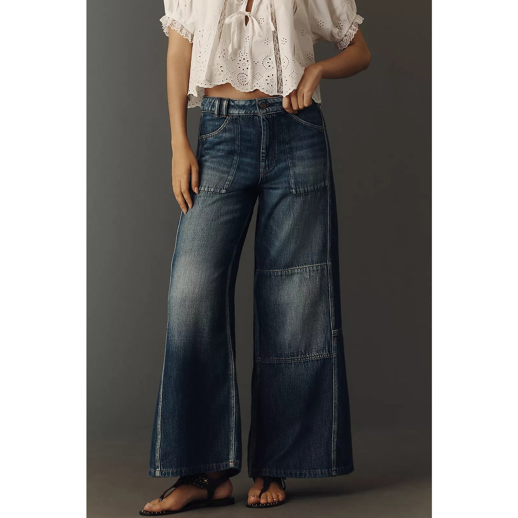 Anthropologie Pilcro Adi Reworked Mid-Rise Relaxed Wide-Leg Jeans Sz 25 Anthropologie