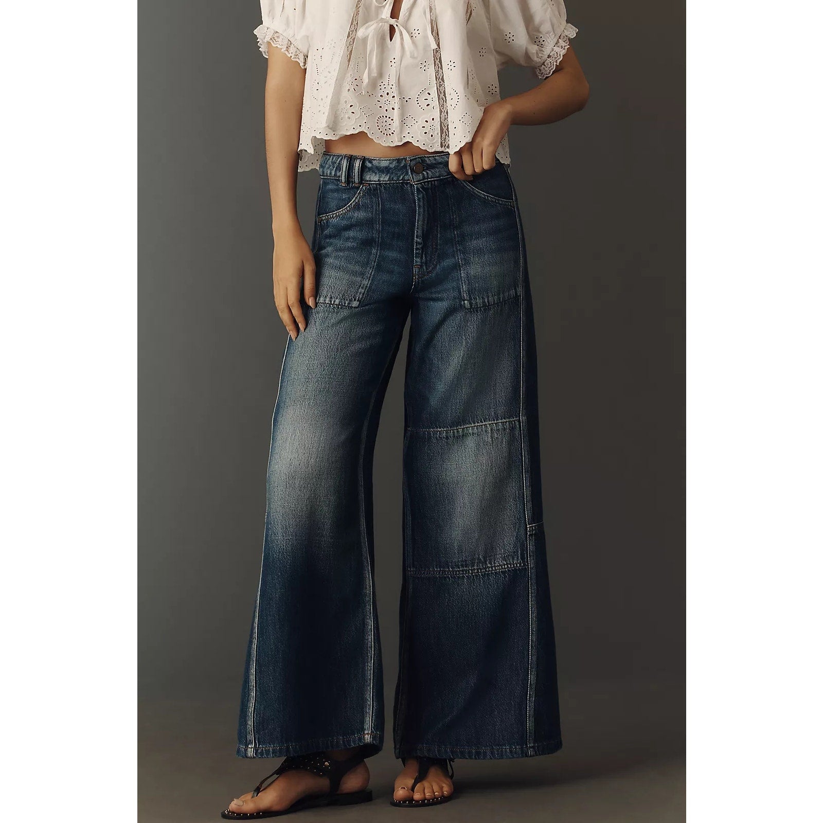 Anthropologie Pilcro Adi Reworked Mid-Rise Relaxed Wide-Leg Jeans Sz 25 Anthropologie