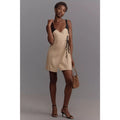 New By Anthropologie Sleeveless Linen Wrap Mini Dress $168 SIZE 10 Gold