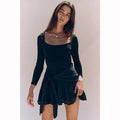New Free People FREE-EST Lexi Drop-Waist Mini Dress $78 LARGE Black Free People