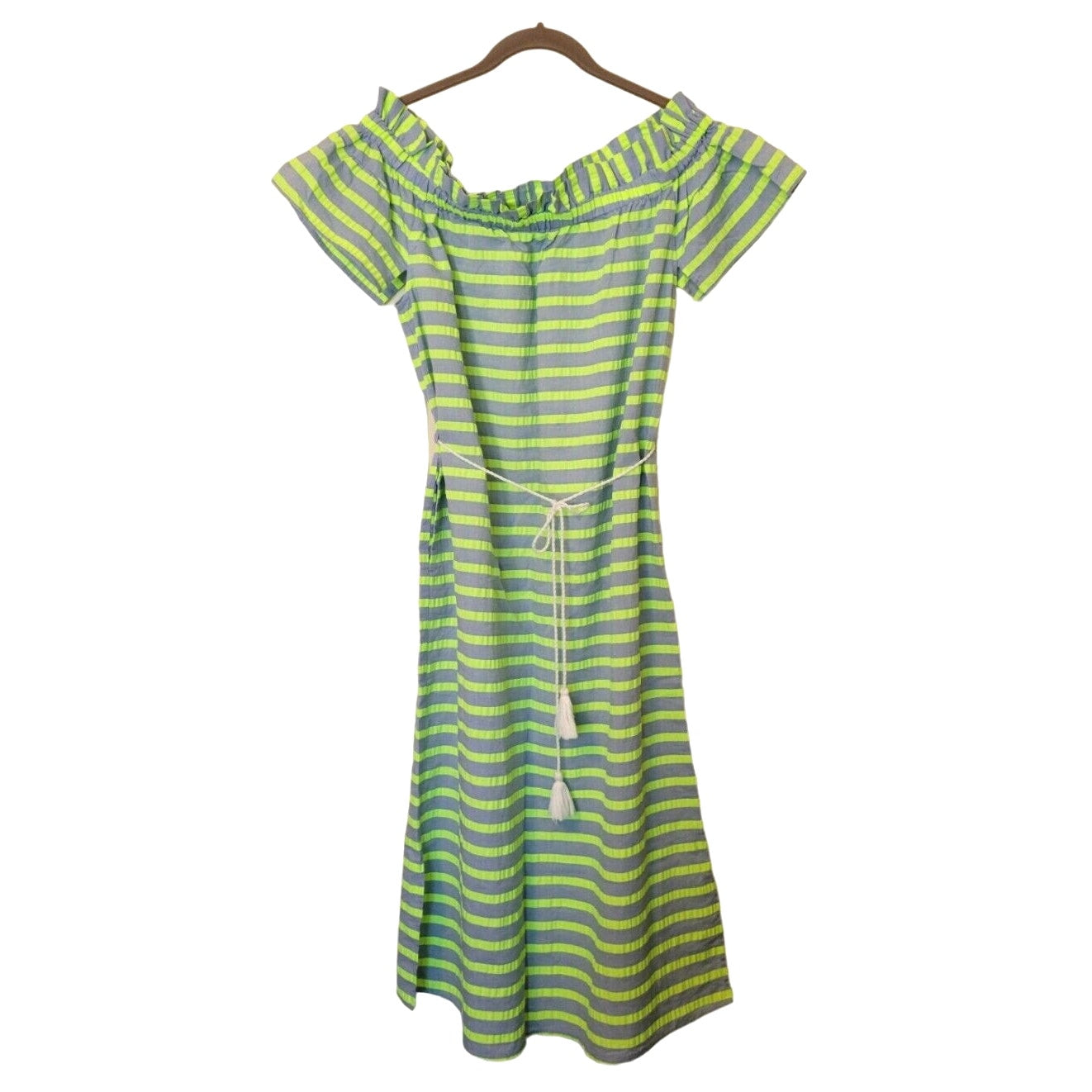 New Corey Lynn Calter Biata Off-The-Shoulder Midi Dress $178 SMALL Blue Lime