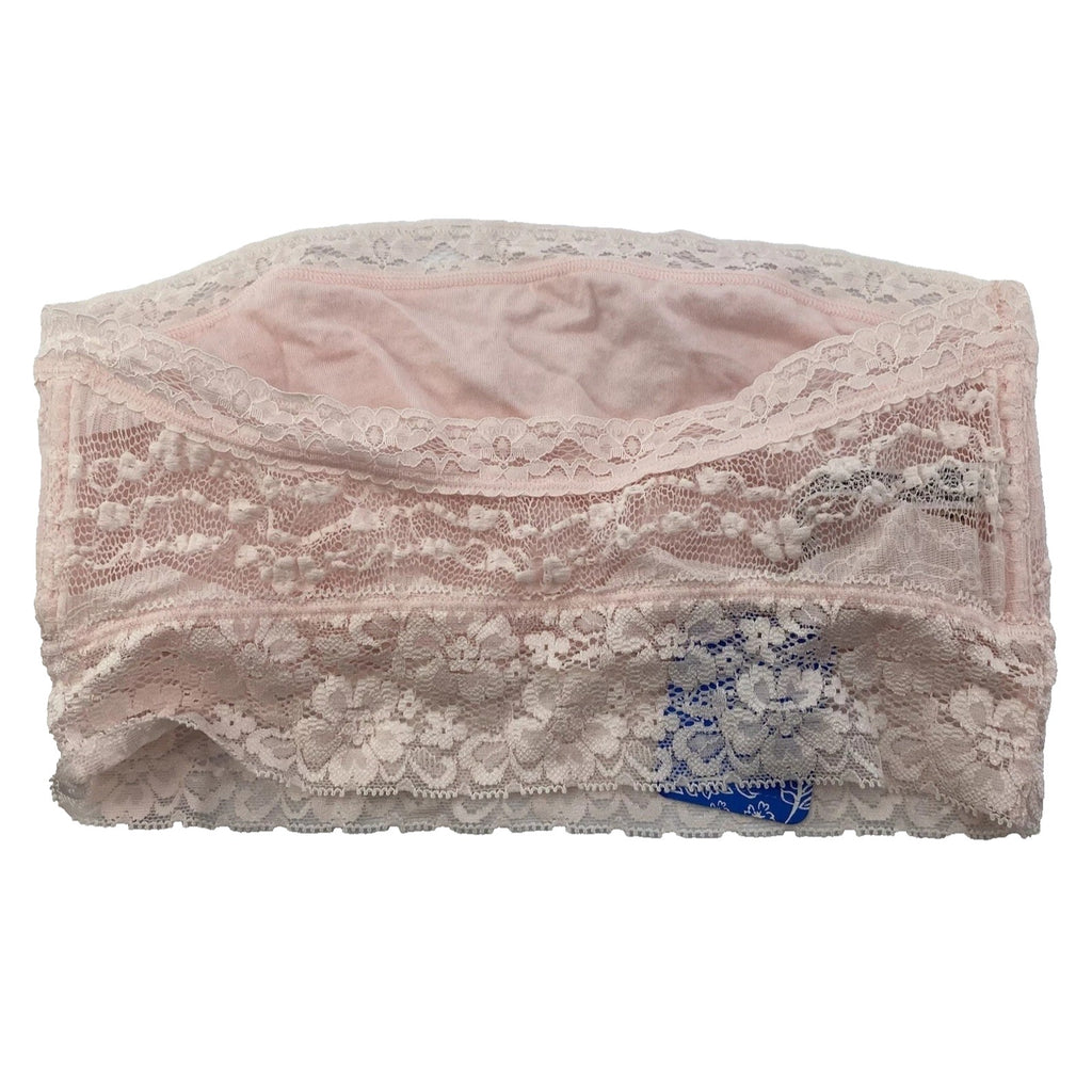 New Free People Floral Lace Trim Bandeau Soft Pink $28 Size Medium