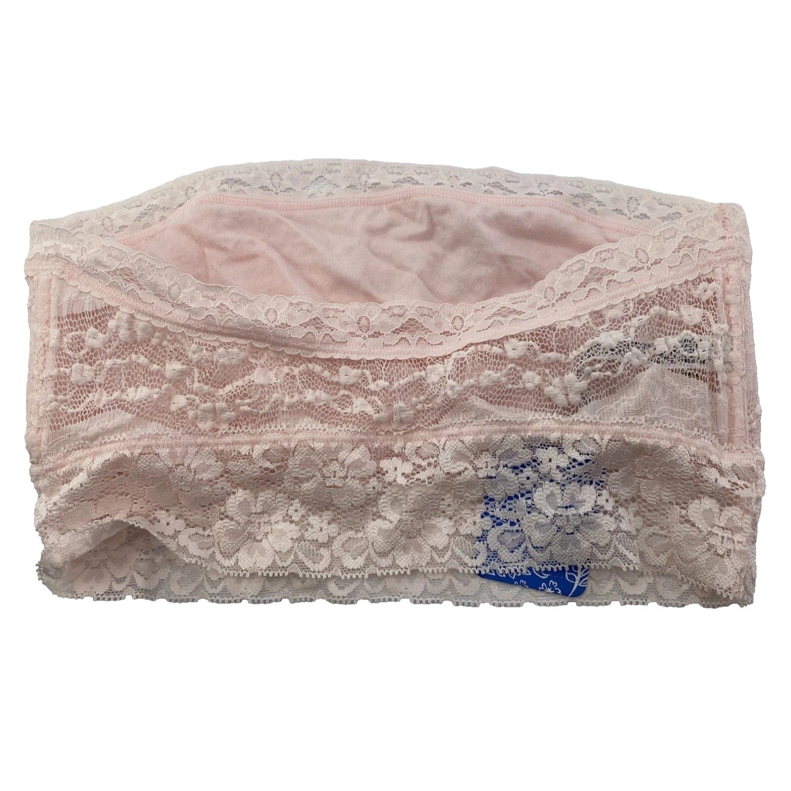 New Free People Floral Lace Trim Bandeau Soft Pink $28 Size Medium