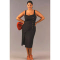 Anthropologie Sleeveless Square-Neck Linen Button Wrap Midi Dress $178 3X