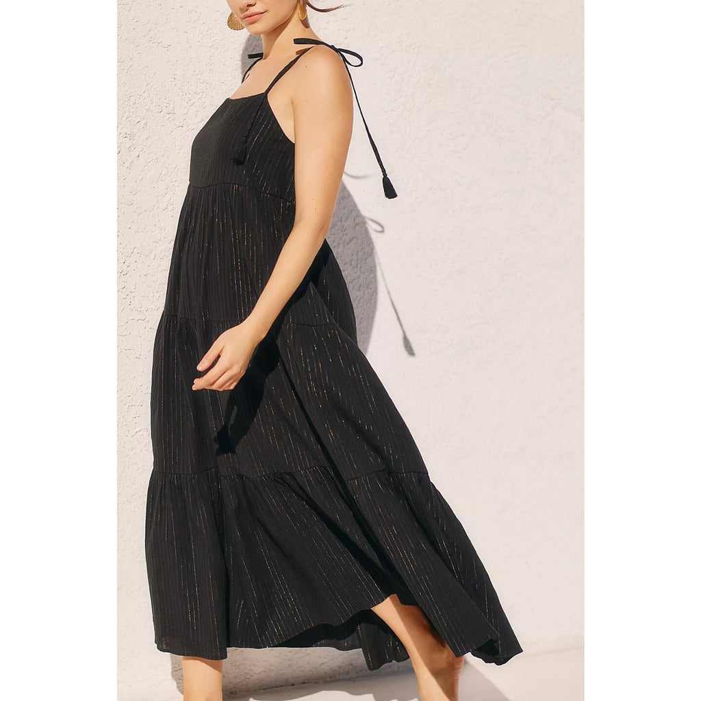 New Anthropologie $149 Charlie Holiday Lucia Maxi Dress Large Black