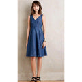 New Anthropologie HOLDING HORSES Seamed Denim Dress $148 SIZE 6 Blue KNEE LENGTH
