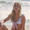 FREE PEOPLE Fillyboo Tea Cup Ruffle Tie Front Bikini Top US 8 FRONT TIE Free People