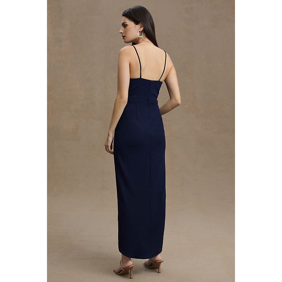 New Anthropologie BHLDN Lyra V-Neck Faux-Wrap Stretch Crepe Dress $198 SZ 22