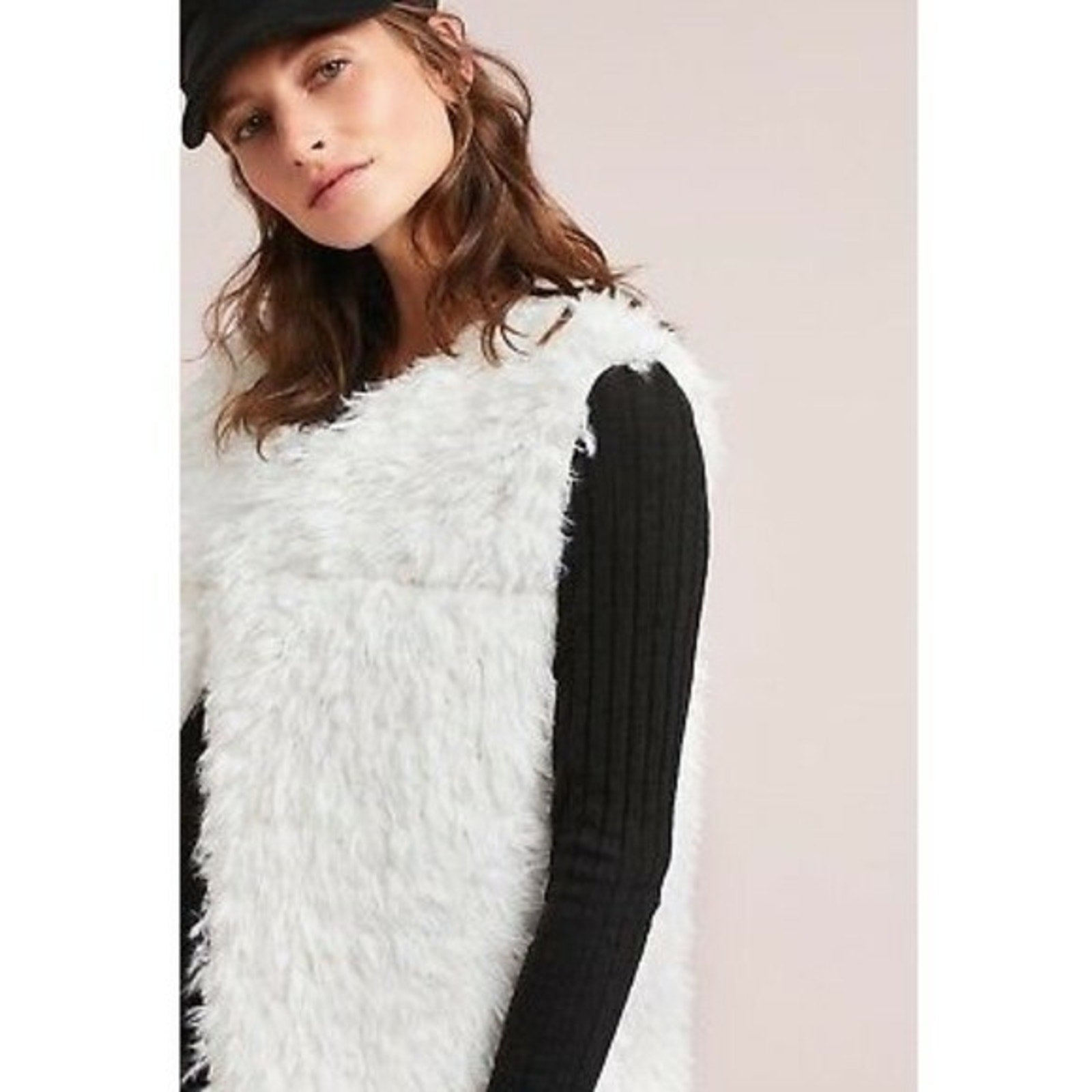 NEW Anthropologie Michael Stars $168 Faux Fur Reversible Vest Size Small