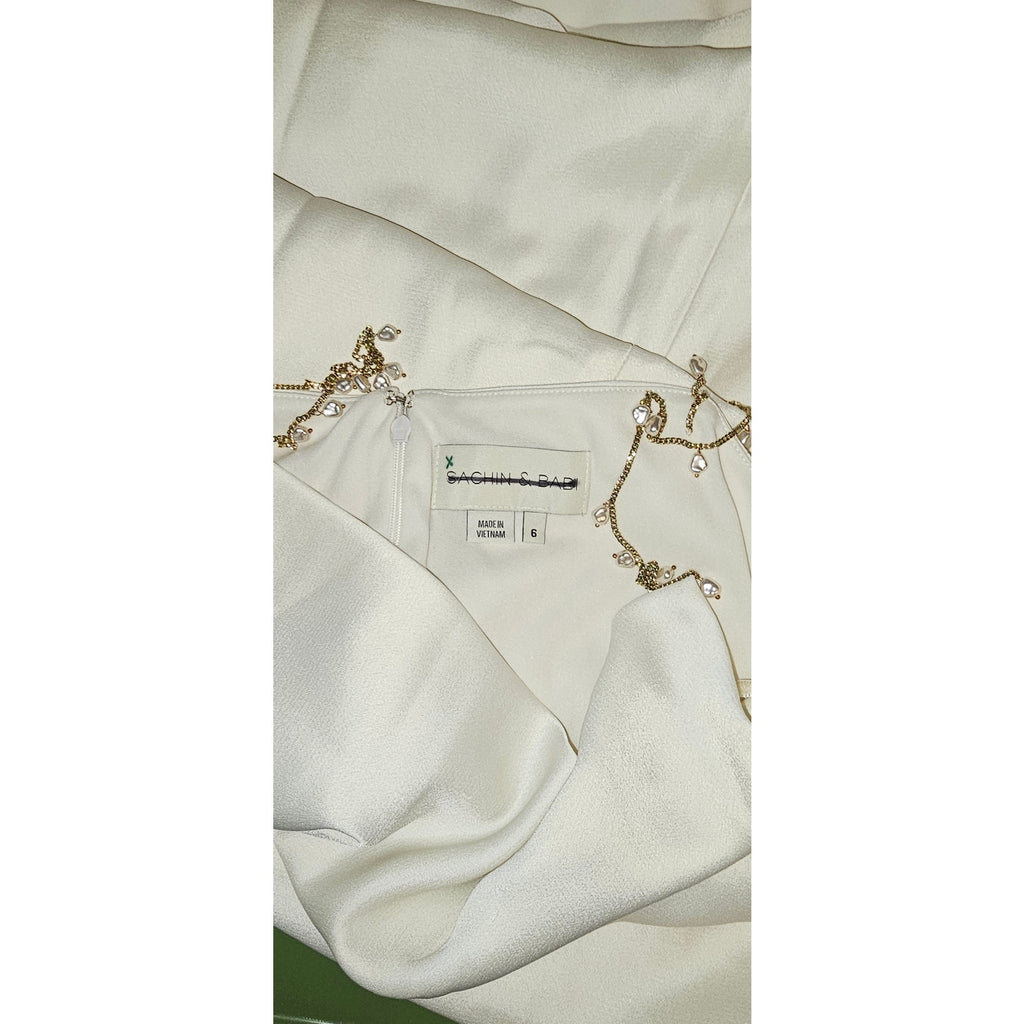 Anthropologie BHLDN Sachin & Babi Pema Dress SIZE 6 White PEARL CHAIN Sachin + Babi for Anthropologie
