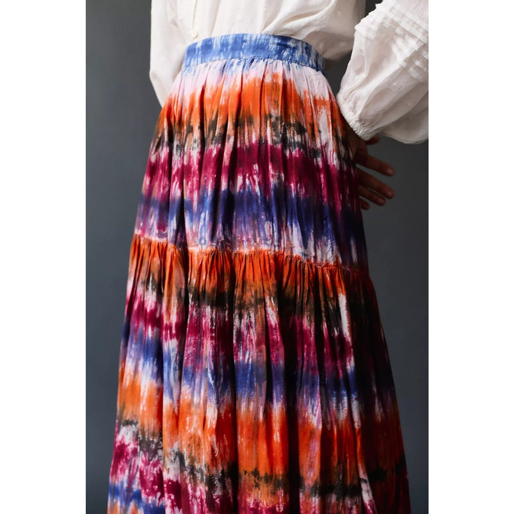 NEW Anthropologie Oksana Tie-Dye Midi Skirt NORBLACK NORWHITE Size Small
