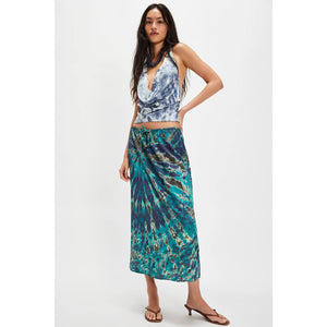 Free People Tropical Oasis Maxi Skirt Set Medium Blue Ocean Combo