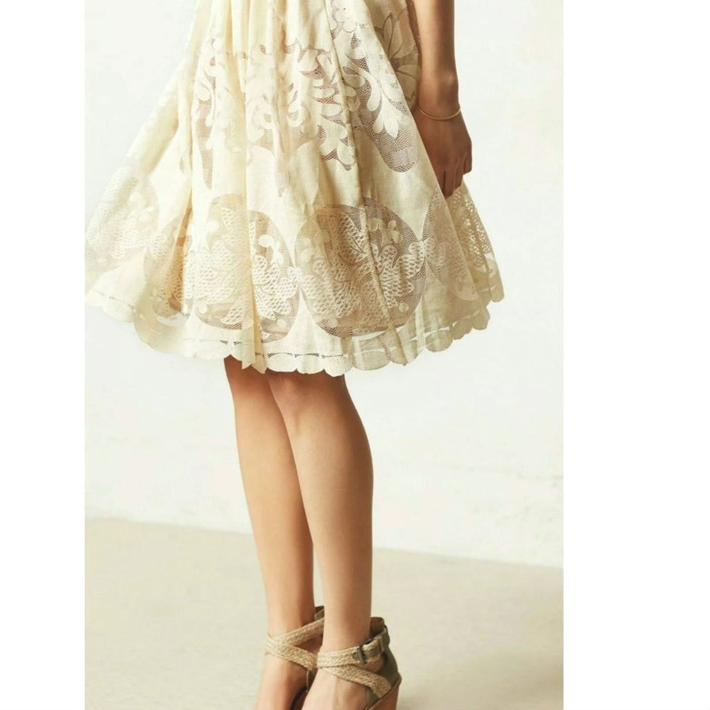 New Anthropologie Ivoire Lace Dress by Tracy Reese $188 SIZE 6 Ivory Midi Daisy