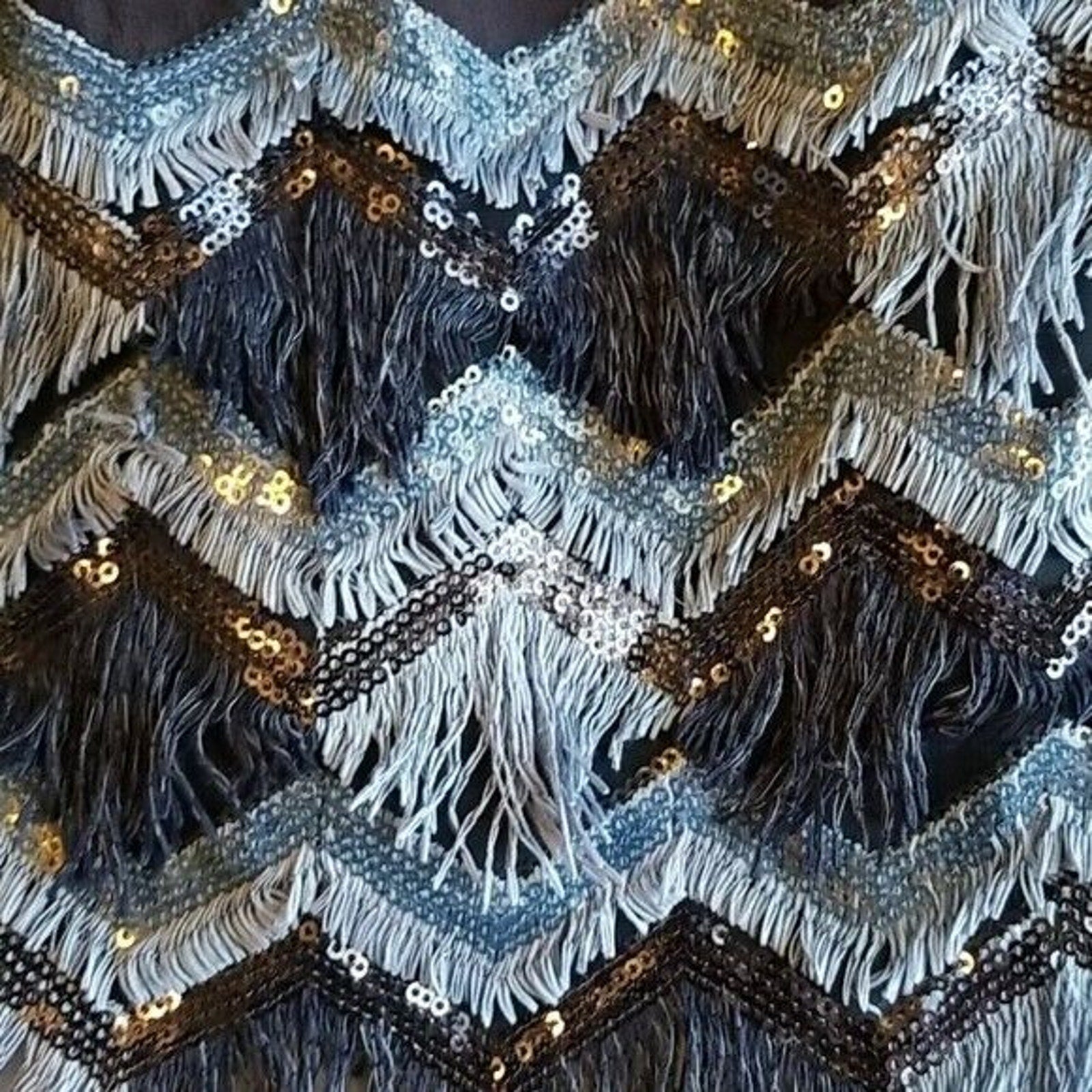 New Anthropologie x Maeve Festivity Fringe Swing Mini Dress $168 BLUE Sz 2