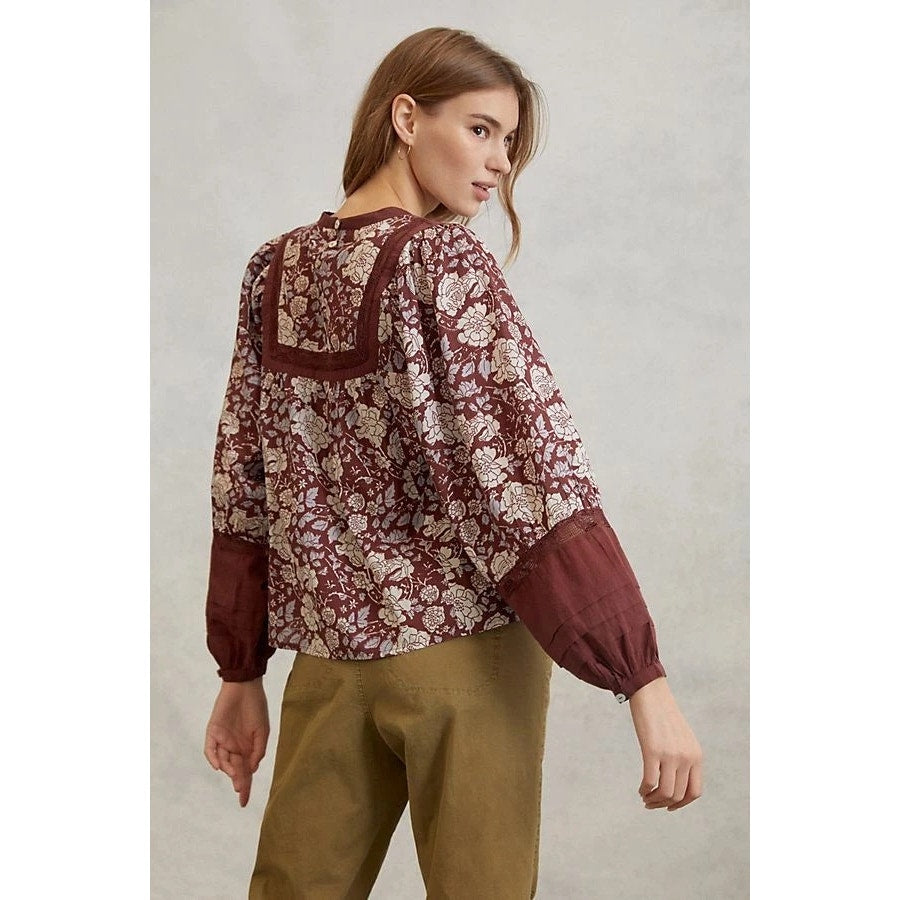 Anthropologie Rafia Lace Blouse by Cleobella X-SMALL Black Motif Anthropologie