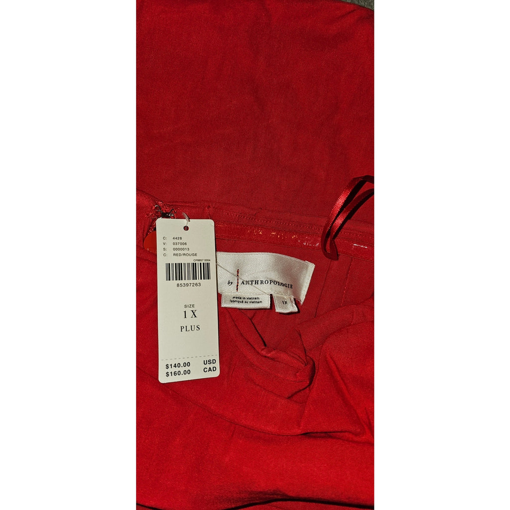 New By Anthropologie Strapless Slim Mini Dress $140 PLUS 1X Cherry Bomb RED