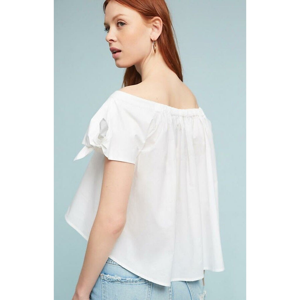 Nwt Anthropologie x Corey Lynn Calter Tie Sleeve Poplin Top $98 WHITE Sz Medium