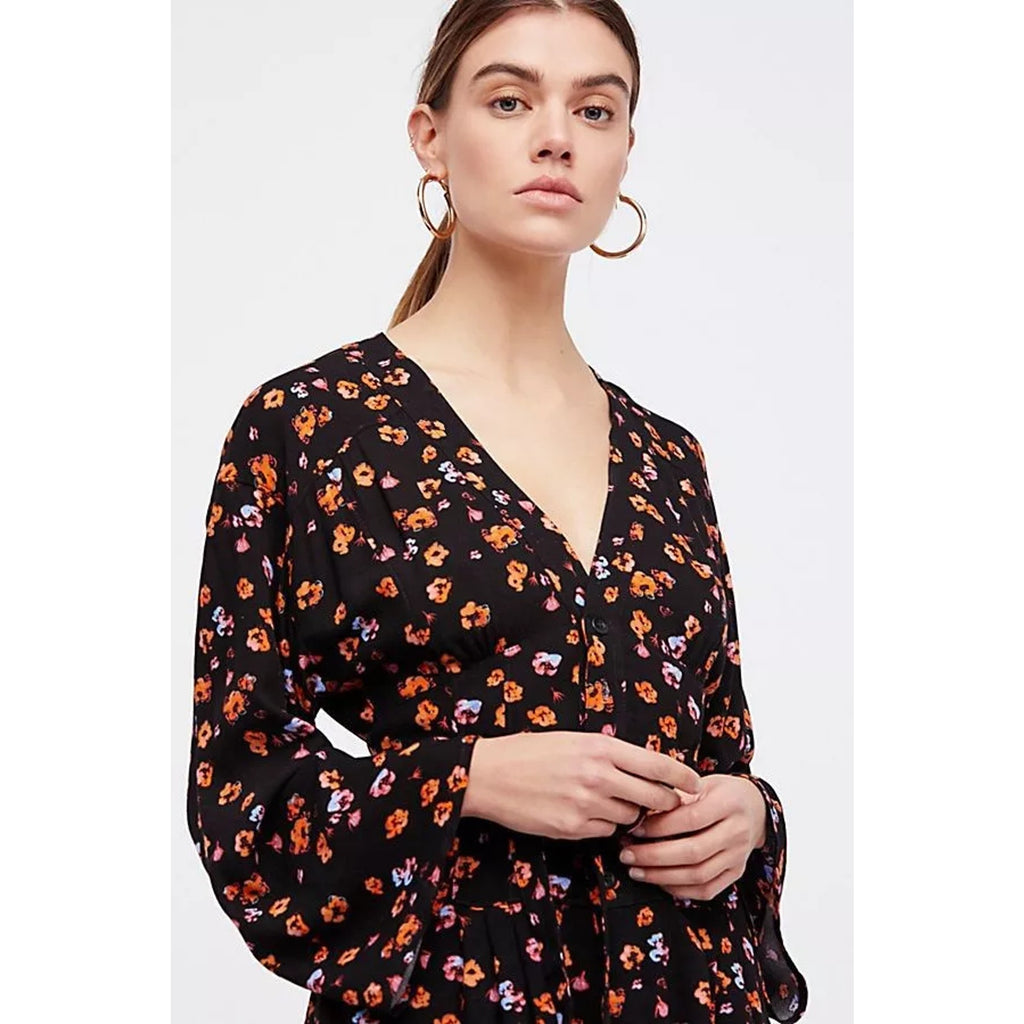 Free People Floral Long Sleeve Romper