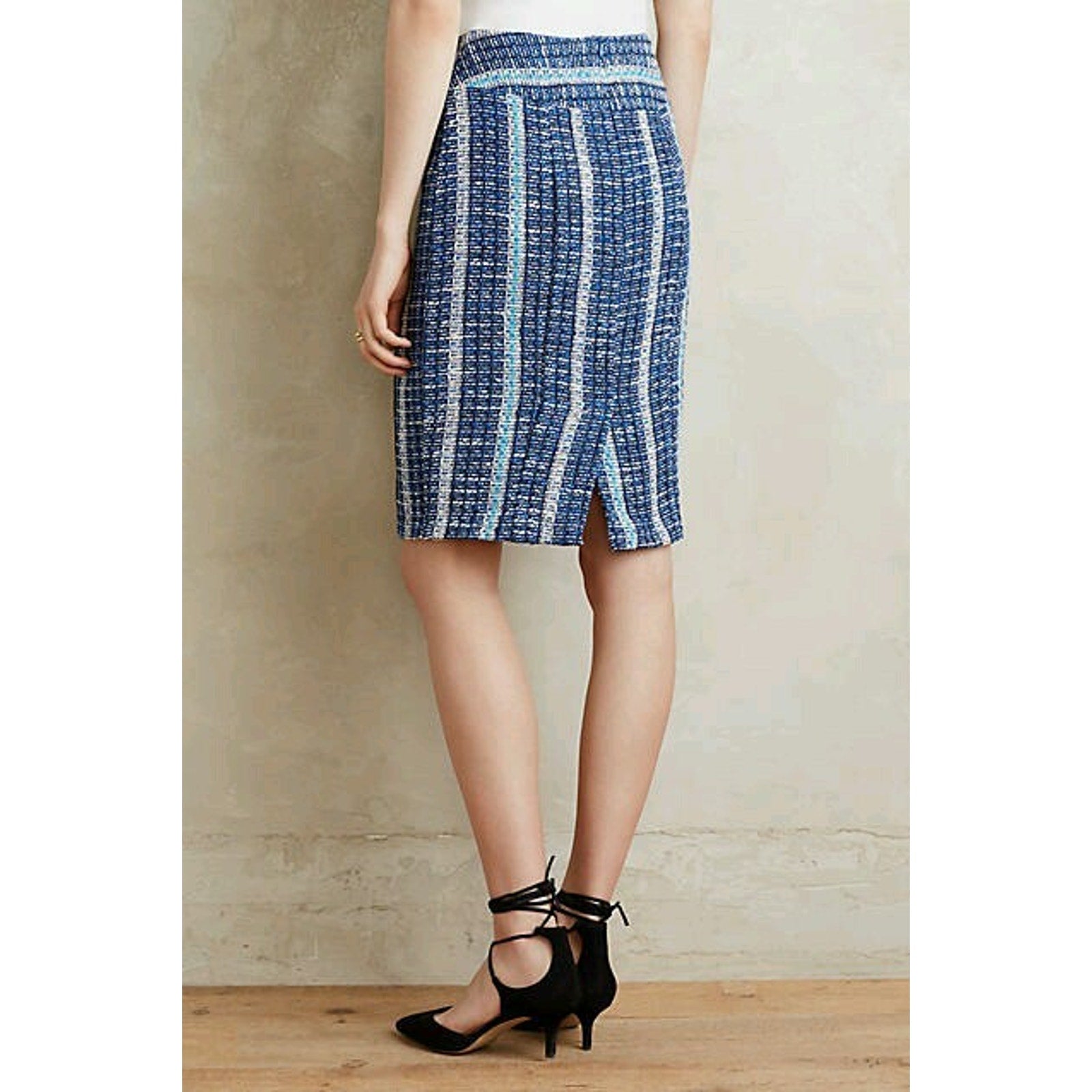 NEW Anthropologie x Eva Franco Embarcadero Pencil Skirt $148.00 Sz 6 Blue Stripe