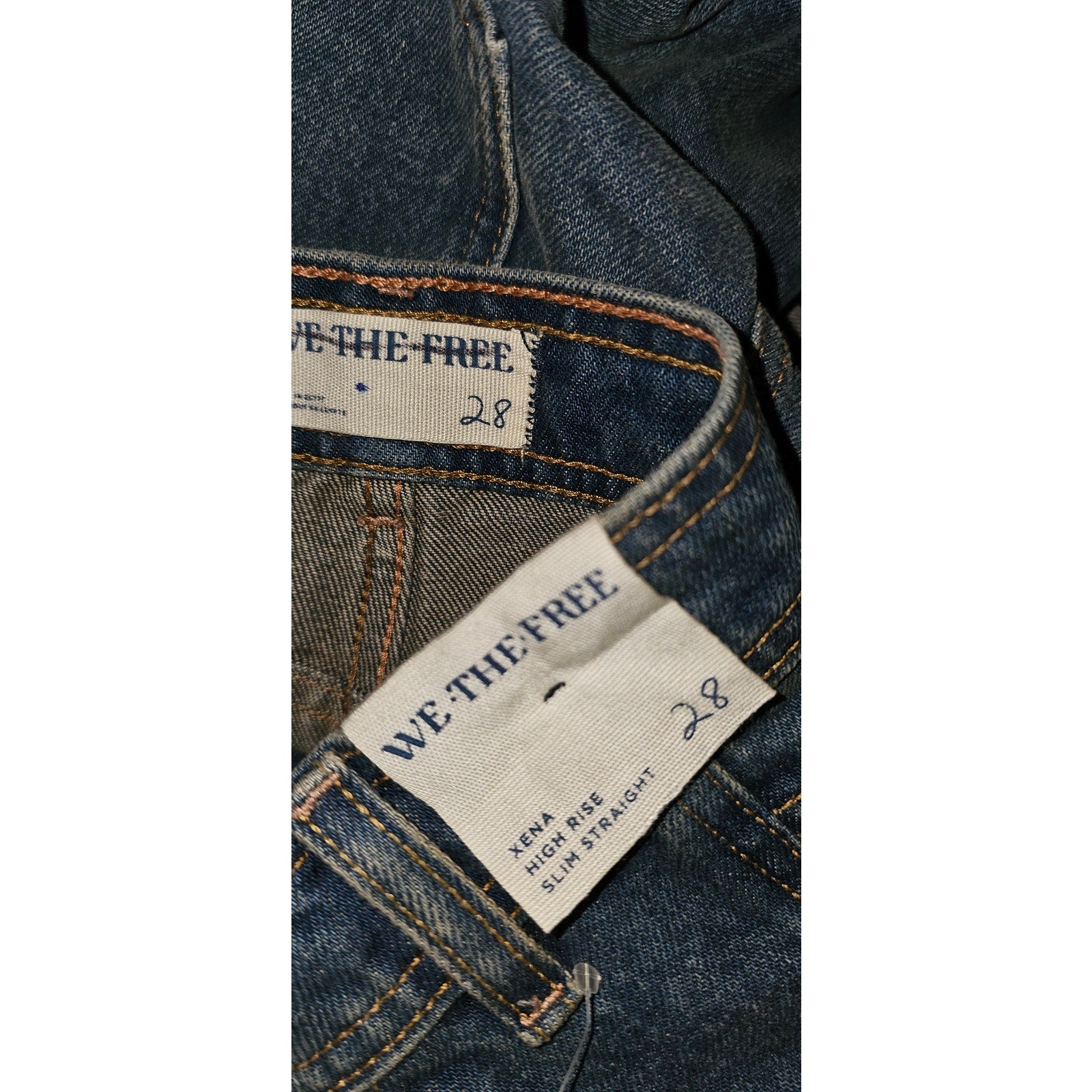 New FREE PEOPLE We The Free Xena Slim Straight Jeans $98 SIZE 28 Curve Ball