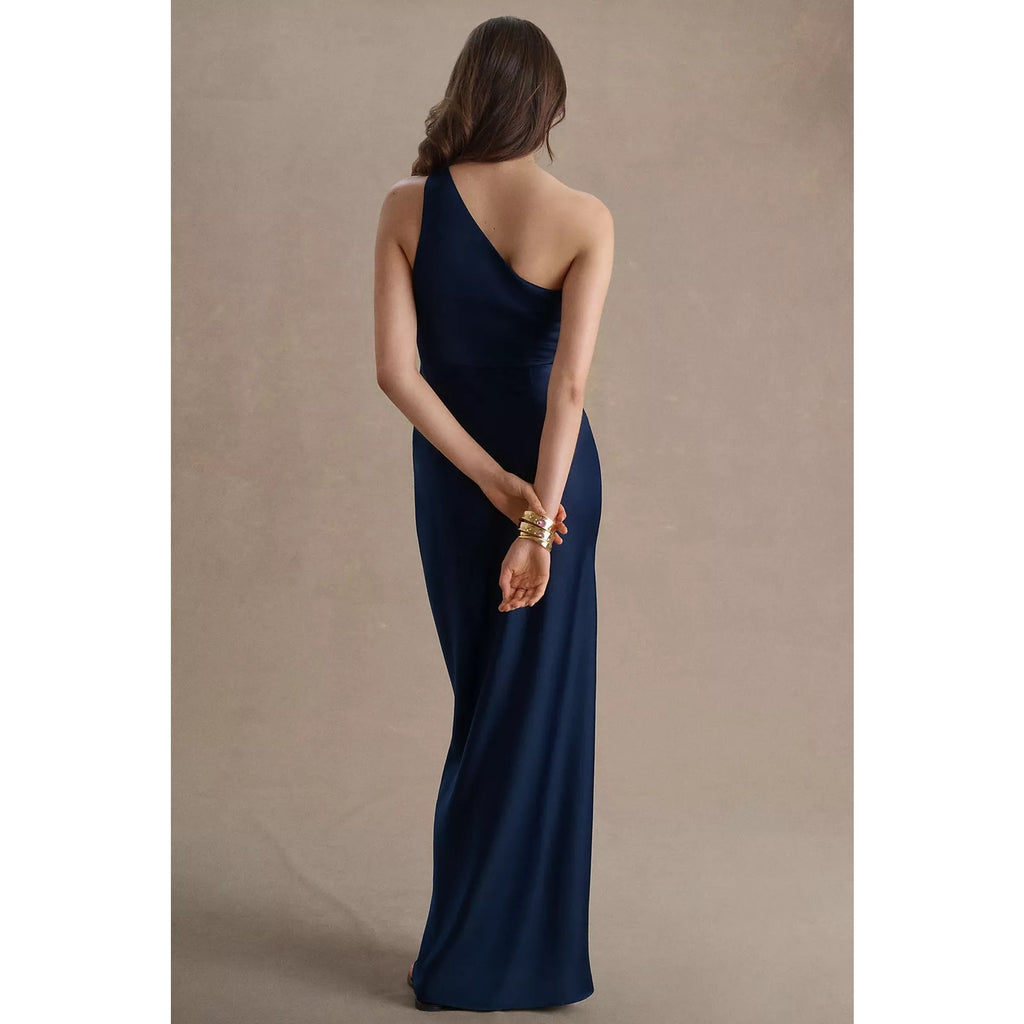Anthropologie BHLDN Dylan One-Shoulder Satin Side-Slit Gown PLUS 22W BHLDN