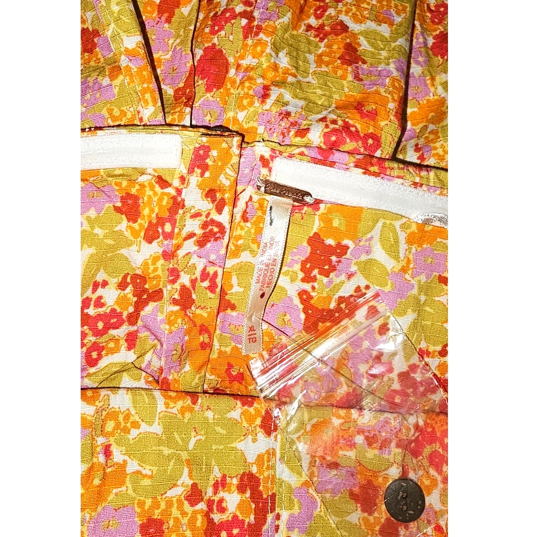 Free People Made Me Smile Floral Mini Dress X-LARGE Orange STRAPLESS Free People