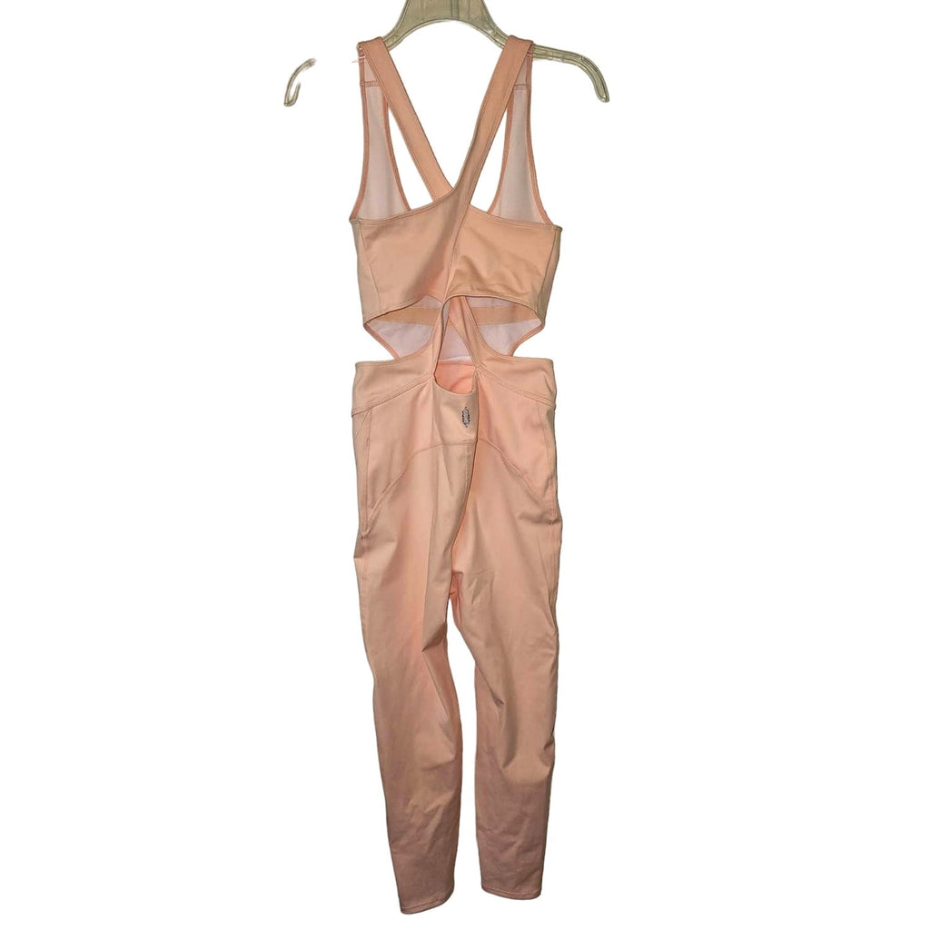 New Free People FP MOVEMENT Back It Up Yoga Jumpsuit $98 MEDIUM Peach