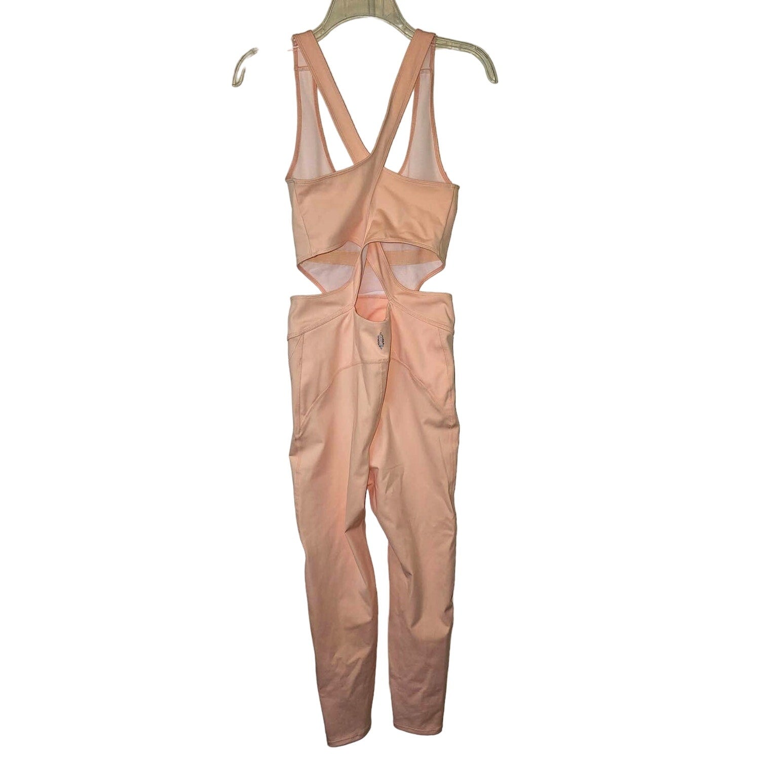 New Free People FP MOVEMENT Back It Up Yoga Jumpsuit $98 MEDIUM Peach
