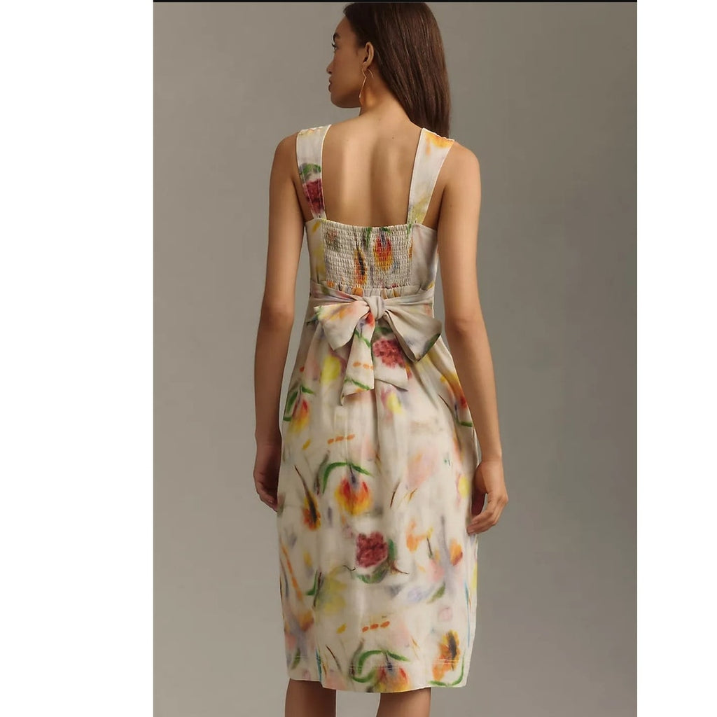 Anthropologie Klaas Jonkman Sleeveless Square-Neck Linen Midi Dress $148  3X