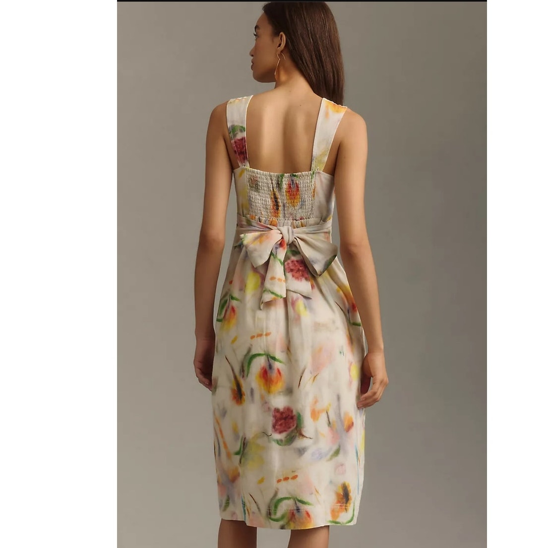 Anthropologie Klaas Jonkman Sleeveless Square-Neck Linen Midi Dress $148  3X