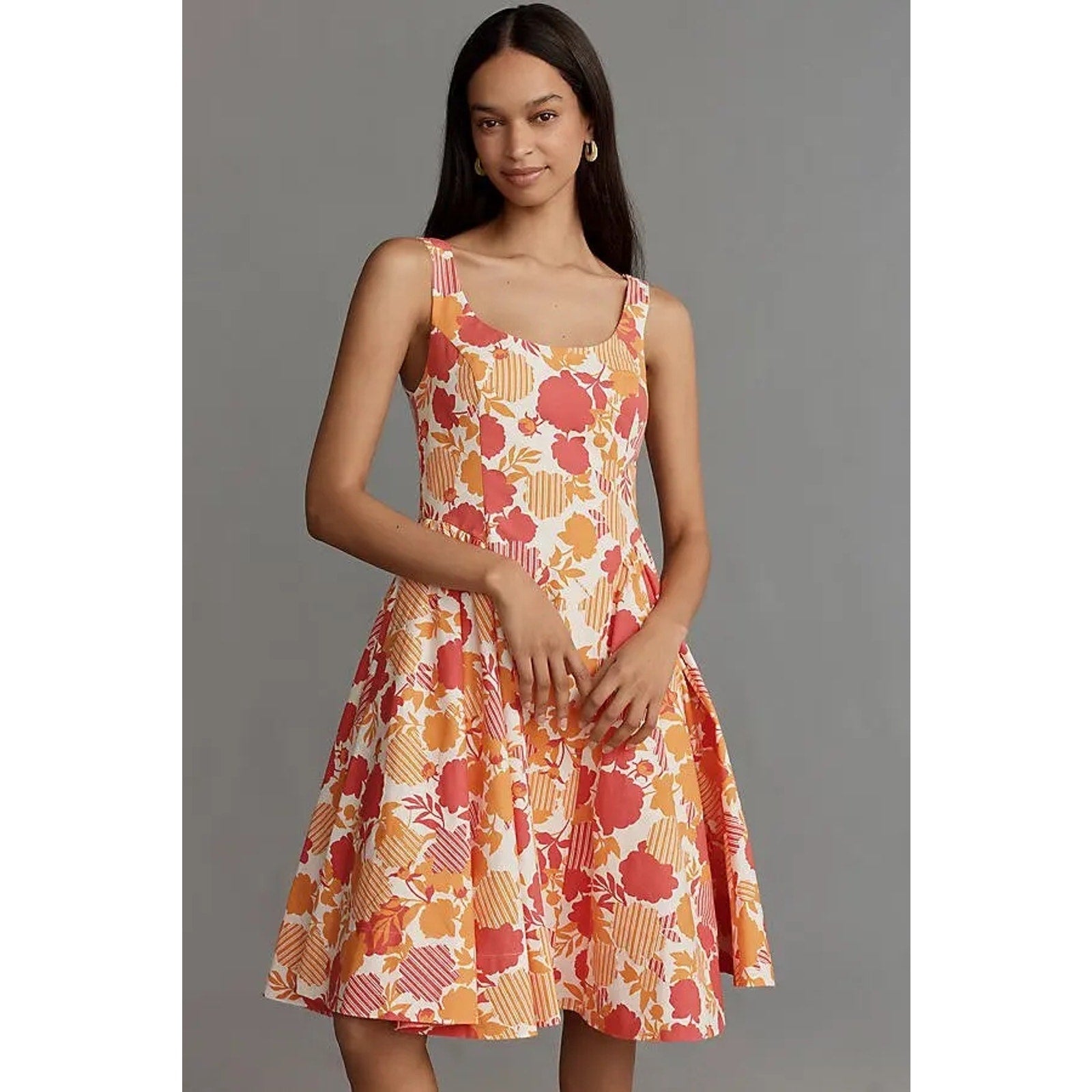 Anthropologie Sleeveless Scoop-Neck Basque-Waist Midi Dress SMALL Anthropologie