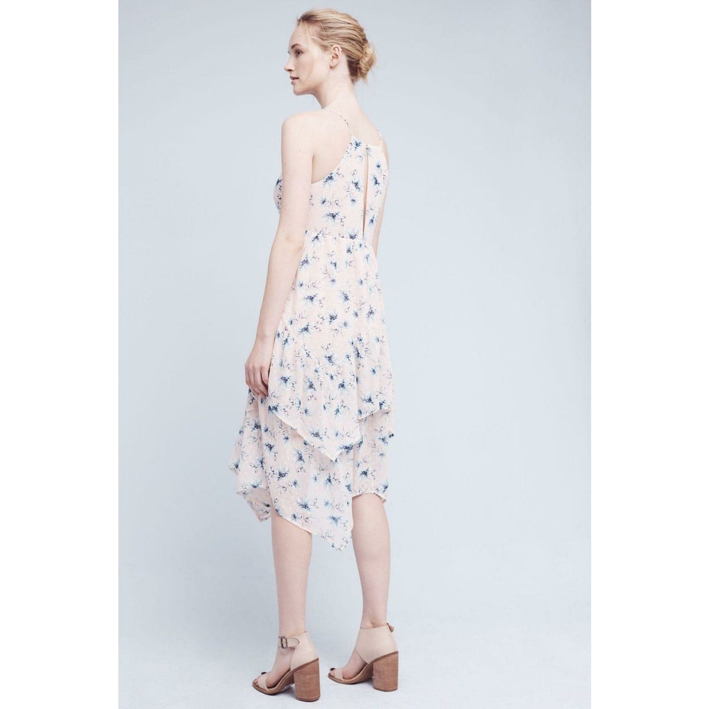 New Anthropologie x Moon River Firenze Tiered Floral Midi Dress $158 Small Pink