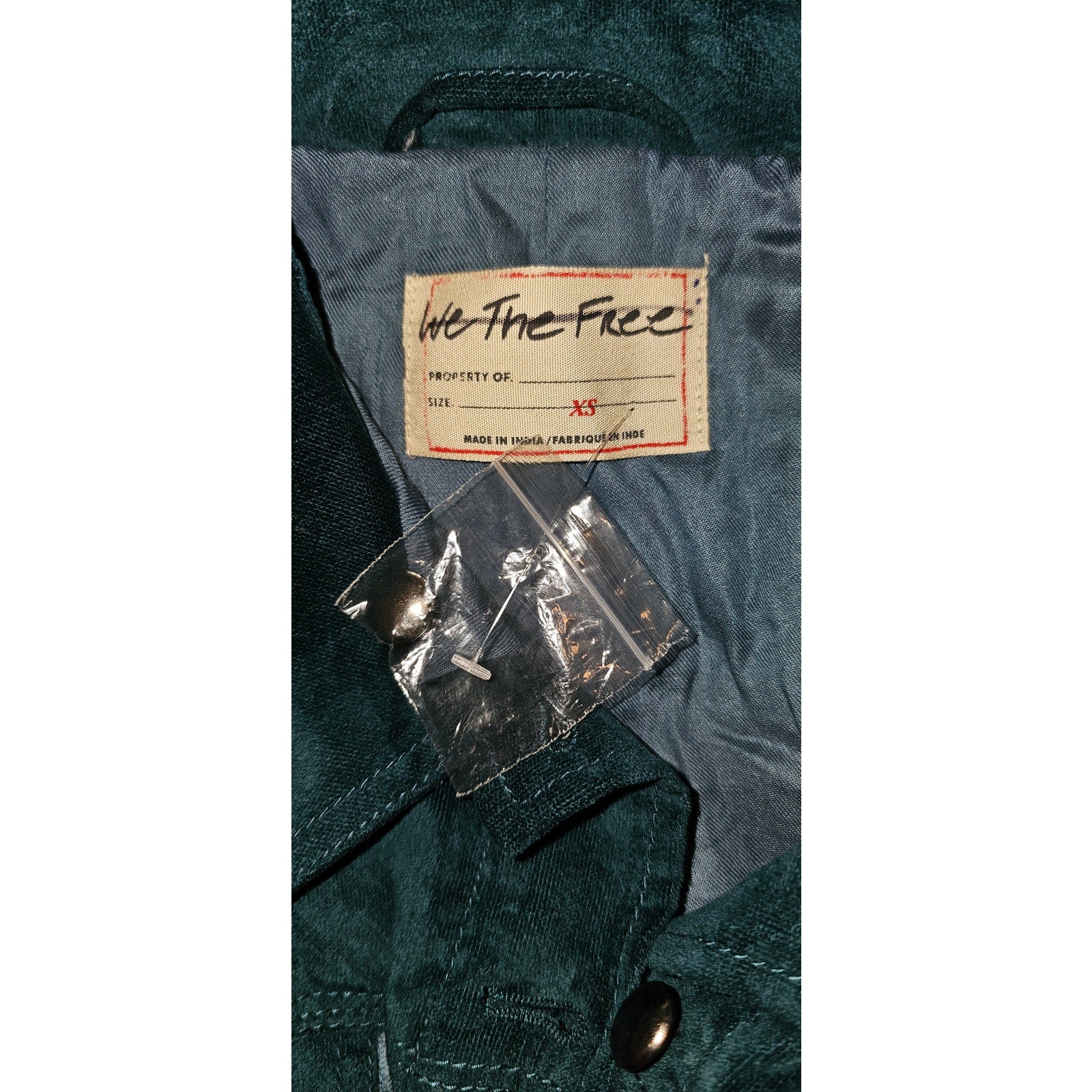 New FREE PEOPLE We The Free Officer Velvet Jacket $198 X-SMALL Emerald Green